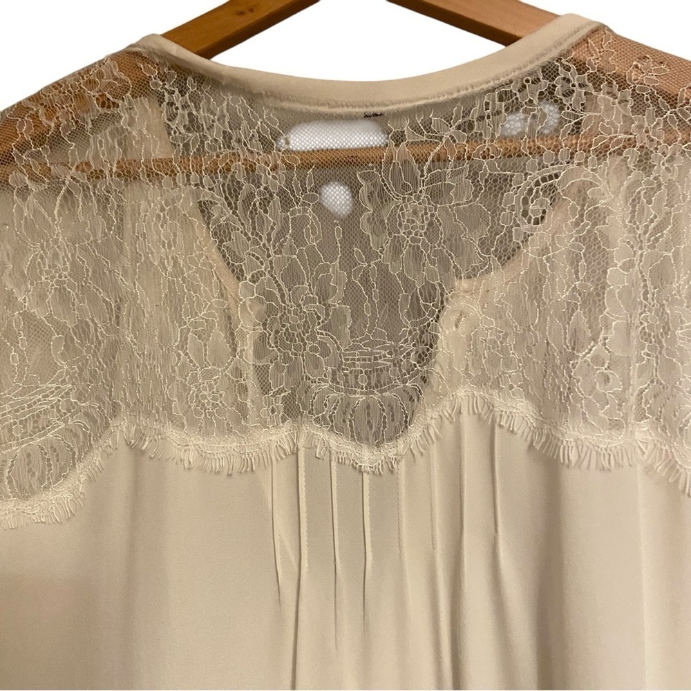 Kobi Halperin Valentina Balloon Sleeve Ivory Silk Blouse with Lace - Picture 11 of 14